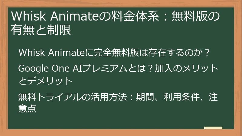 Whisk Animateの料金体系：無料版の有無と制限