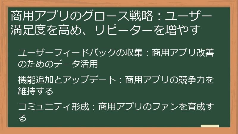 商用アプリのグロース戦略：ユーザー満足度を高め、リピーターを増やす