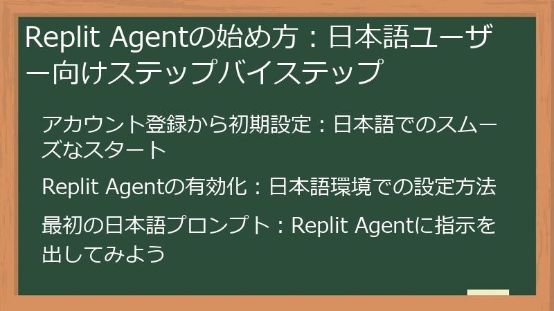 Replit Agentの始め方：日本語ユーザー向けステップバイステップ