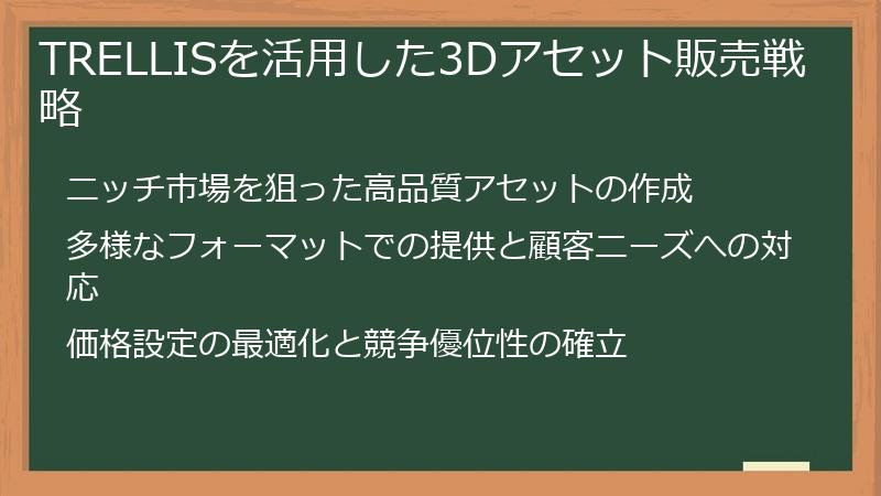 TRELLISを活用した3Dアセット販売戦略