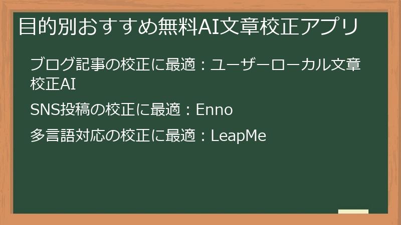 目的別おすすめ無料AI文章校正アプリ