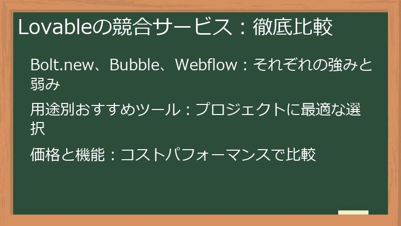 Lovableの競合サービス：徹底比較