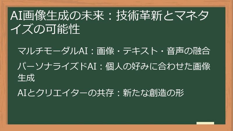 AI画像生成の未来：技術革新とマネタイズの可能性