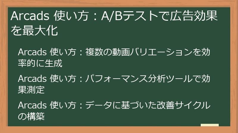Arcads 使い方：A/Bテストで広告効果を最大化