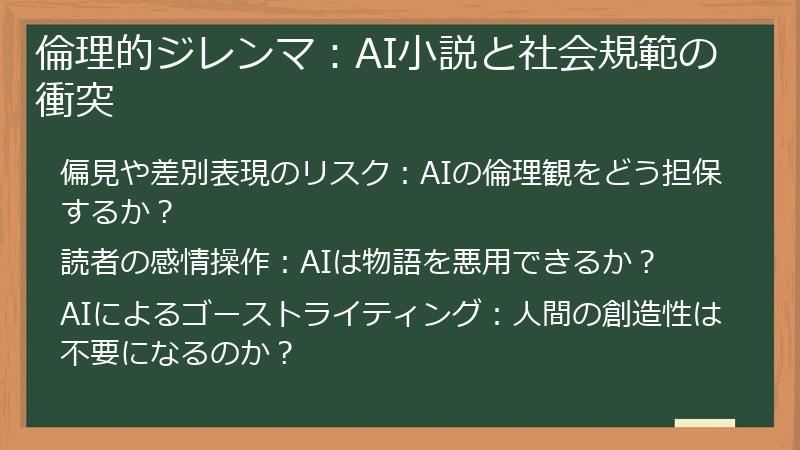 倫理的ジレンマ：AI小説と社会規範の衝突