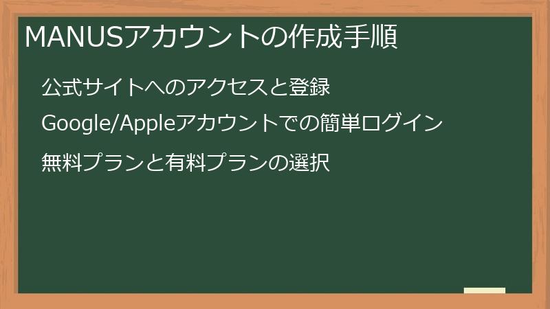 MANUSアカウントの作成手順