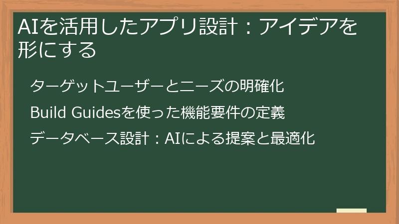 AIを活用したアプリ設計：アイデアを形にする