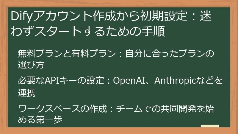 Difyアカウント作成から初期設定：迷わずスタートするための手順
