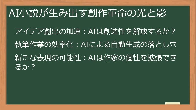 AI小説が生み出す創作革命の光と影