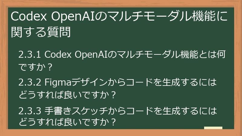 Codex OpenAIのマルチモーダル機能に関する質問