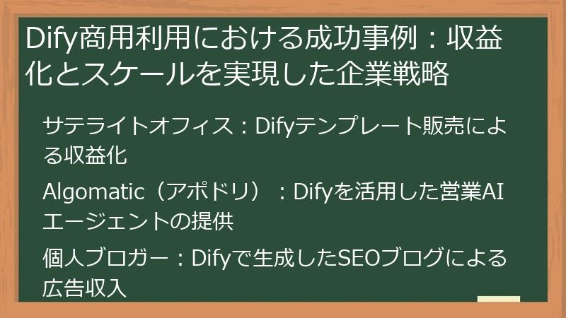 Dify商用利用における成功事例：収益化とスケールを実現した企業戦略
