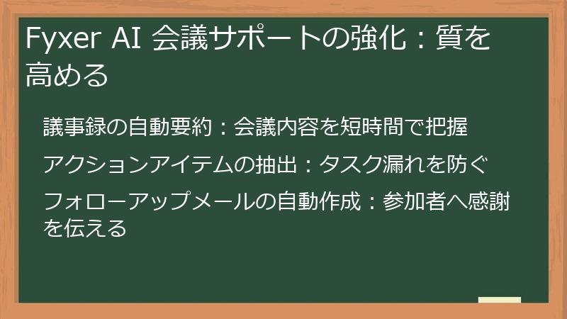 Fyxer AI 会議サポートの強化：質を高める