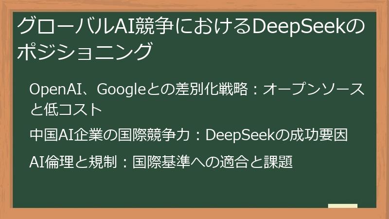 グローバルAI競争におけるDeepSeekのポジショニング