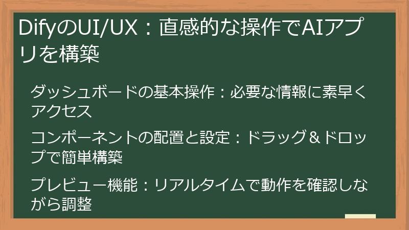 DifyのUI/UX：直感的な操作でAIアプリを構築