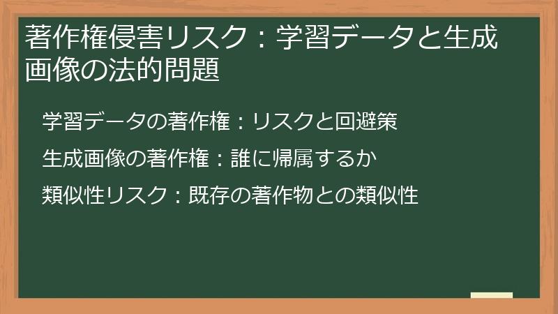 著作権侵害リスク：学習データと生成画像の法的問題
