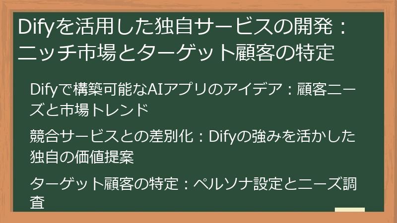 Difyを活用した独自サービスの開発：ニッチ市場とターゲット顧客の特定