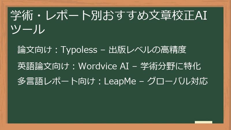 学術・レポート別おすすめ文章校正AIツール