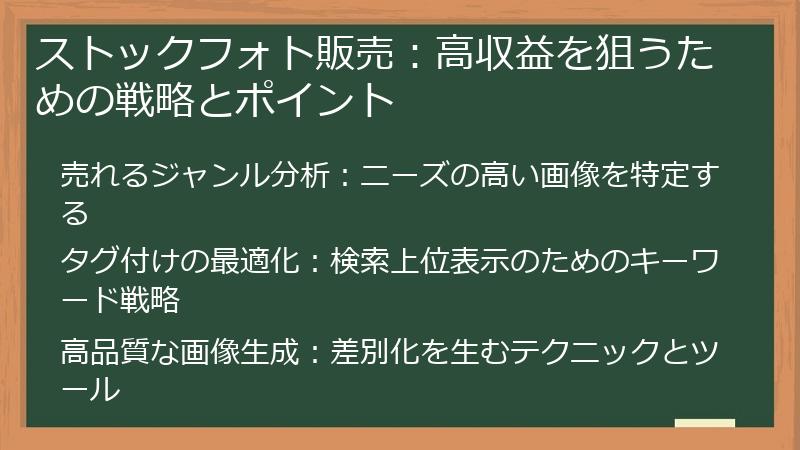ストックフォト販売：高収益を狙うための戦略とポイント