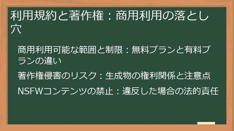 利用規約と著作権：商用利用の落とし穴
