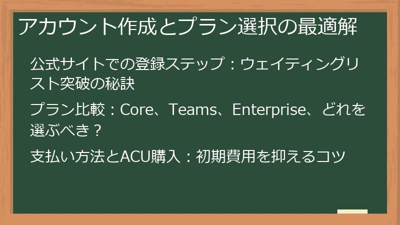 アカウント作成とプラン選択の最適解