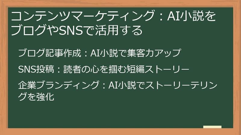 コンテンツマーケティング：AI小説をブログやSNSで活用する