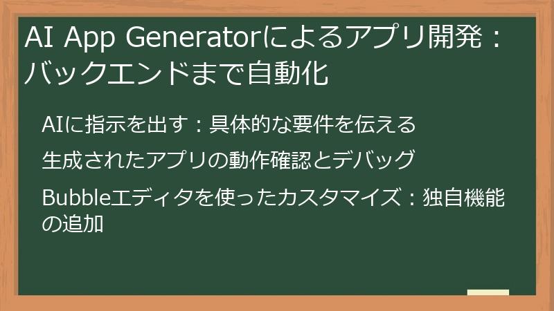 AI App Generatorによるアプリ開発：バックエンドまで自動化