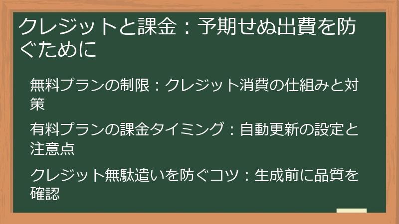 クレジットと課金：予期せぬ出費を防ぐために