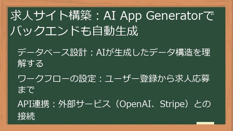 求人サイト構築：AI App Generatorでバックエンドも自動生成