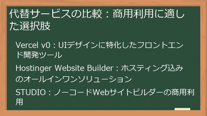 代替サービスの比較：商用利用に適した選択肢