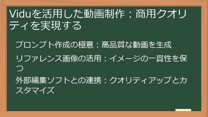 Viduを活用した動画制作：商用クオリティを実現する