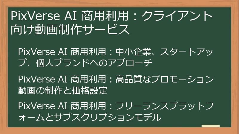 PixVerse AI 商用利用：クライアント向け動画制作サービス