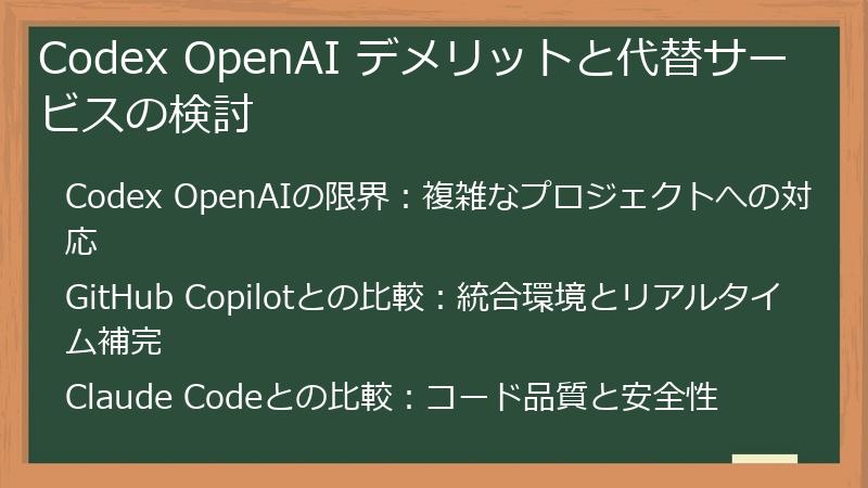 Codex OpenAI デメリットと代替サービスの検討
