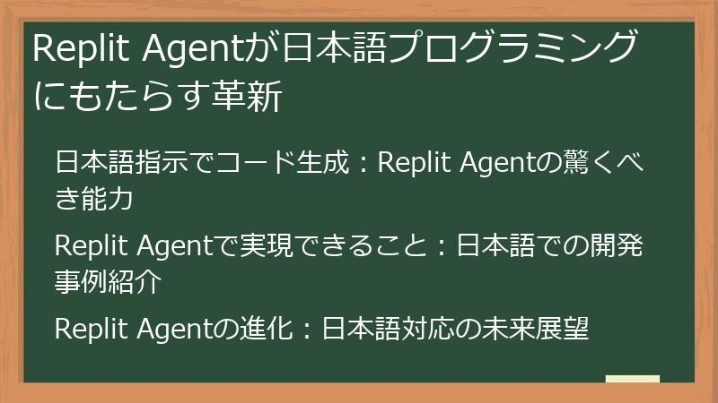 Replit Agentが日本語プログラミングにもたらす革新