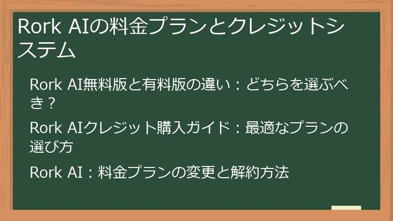 Rork AIの料金プランとクレジットシステム