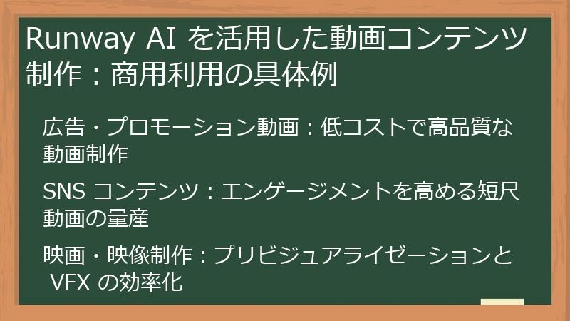 Runway AI を活用した動画コンテンツ制作：商用利用の具体例