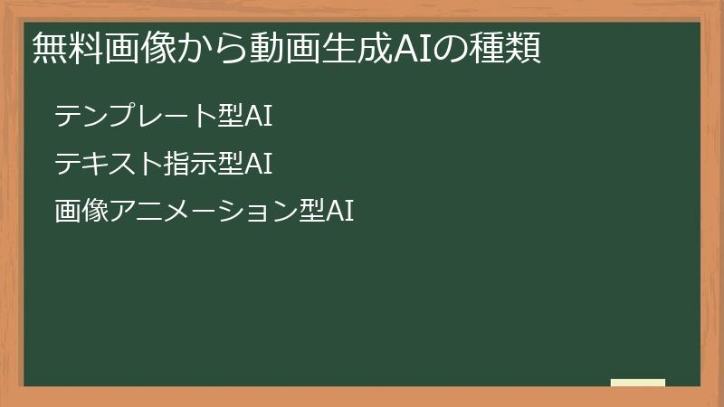 無料画像から動画生成AIの種類