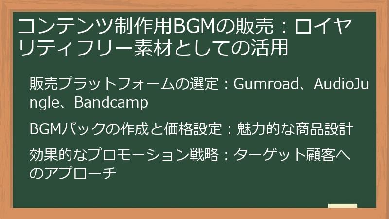 コンテンツ制作用BGMの販売：ロイヤリティフリー素材としての活用