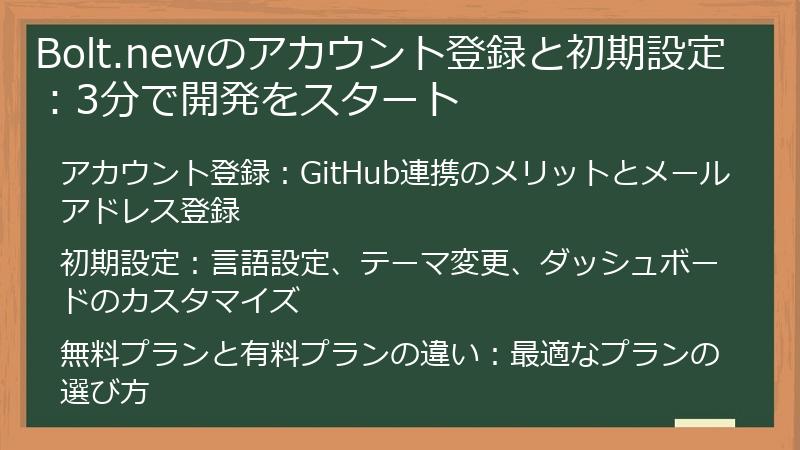 Bolt.newのアカウント登録と初期設定：3分で開発をスタート