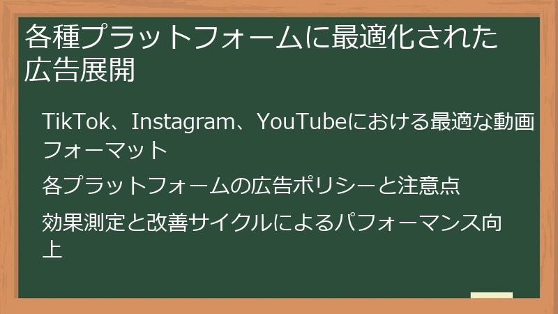 各種プラットフォームに最適化された広告展開