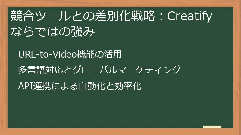 競合ツールとの差別化戦略：Creatifyならではの強み