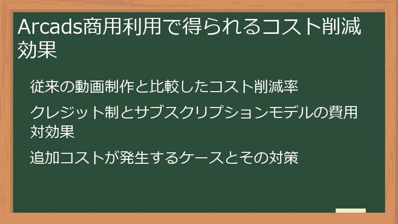 Arcads商用利用で得られるコスト削減効果