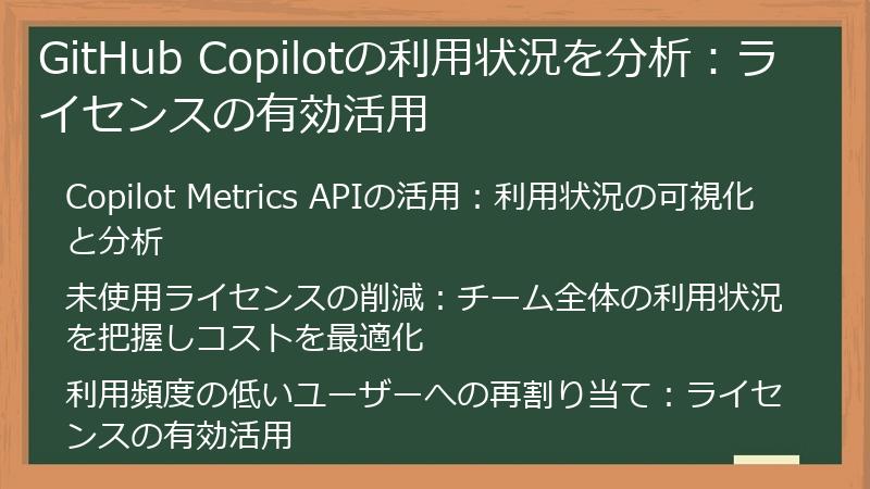 GitHub Copilotの利用状況を分析：ライセンスの有効活用