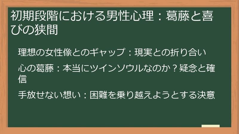 初期段階における男性心理：葛藤と喜びの狭間