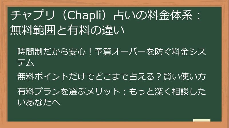 チャプリ（Chapli）占いの料金体系：無料範囲と有料の違い