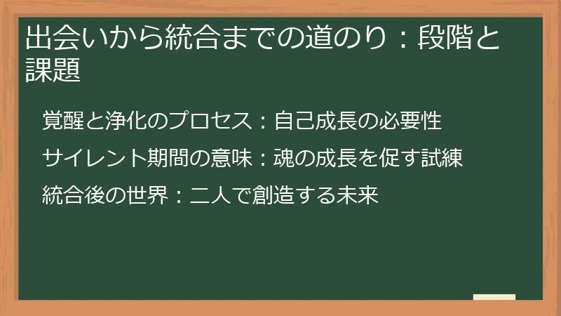 出会いから統合までの道のり：段階と課題