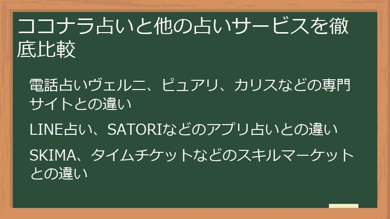 ココナラ占いと他の占いサービスを徹底比較