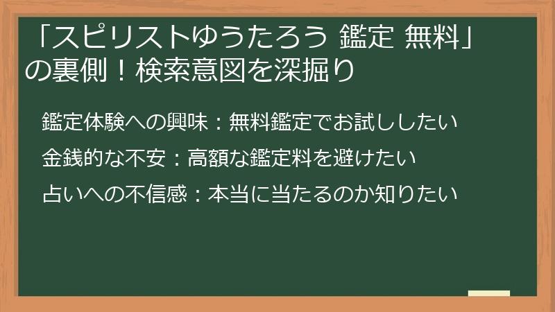 「スピリストゆうたろう 鑑定 無料」の裏側！検索意図を深掘り
