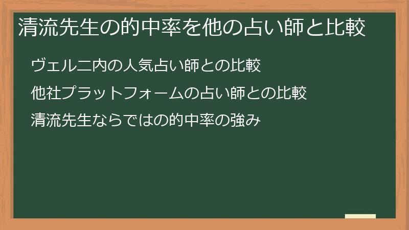 清流先生の的中率を他の占い師と比較