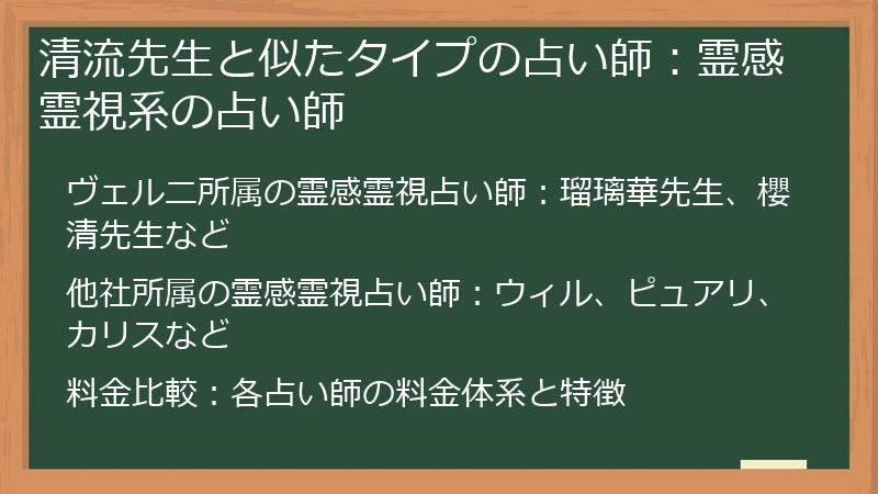 清流先生と似たタイプの占い師：霊感霊視系の占い師