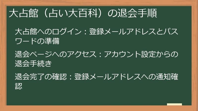 大占館（占い大百科）の退会手順